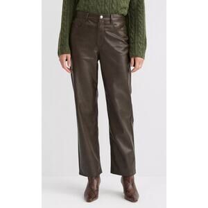 Loft Brown Curvy Five Pocket Straight Faux Leather Pants P25